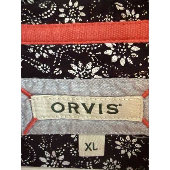 Orvis Pullover Coral Sweater 1/4 Zip Ribbed Cozy Floral Contrast Size XL - Picture 5 of 10